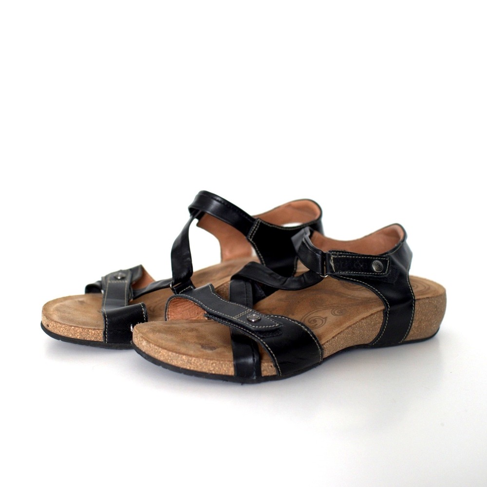 Taos Black Leather Strappy Comfort Sandals Made in Spain Womens 10-10.5 41